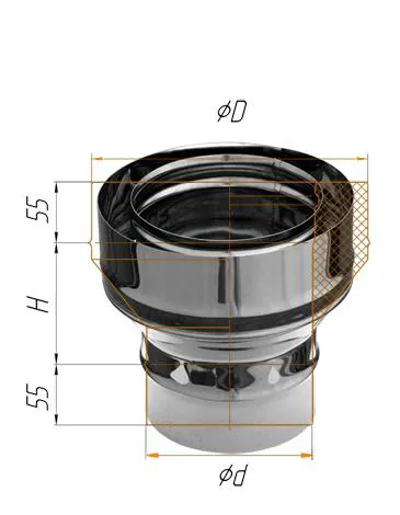 переход феррум на сэндвич нержавеющий, (430/0,5мм), ф250/350, по воде
